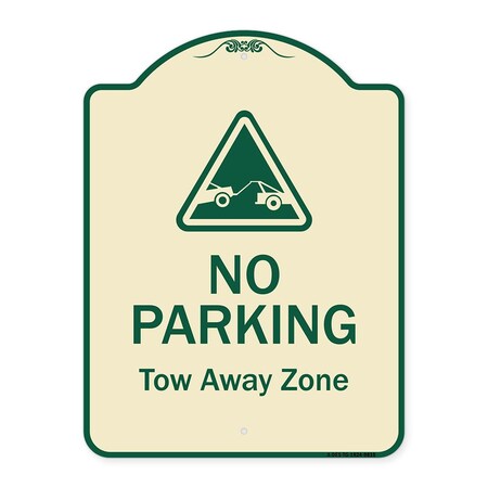Signmission Designer Series-No Parking Tow Away Zone With Graphic, 24" x 18", TG-1824-9815 A-DES-TG-1824-9815